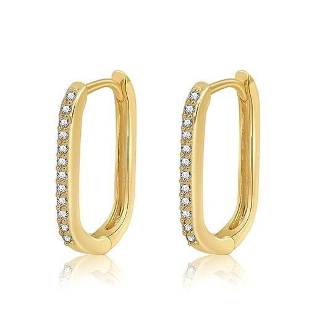 7438 Gold Hoop Earrings , 18K Gold Plated Hypoallergenic Small Huggie Hoop